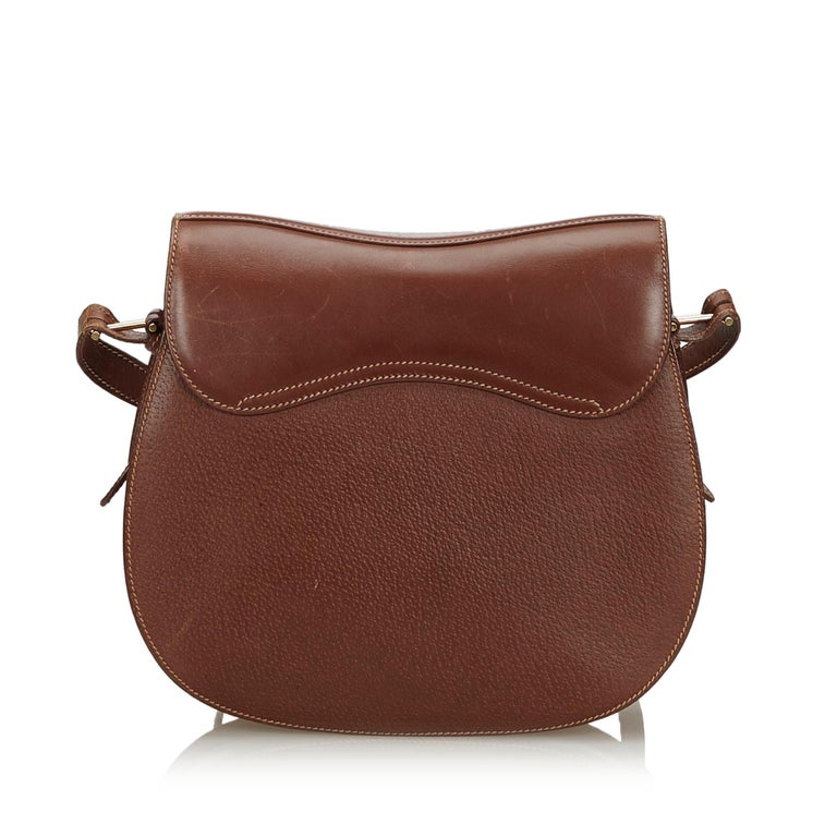 Vintage Authentic Gucci Brown Dark Brown Leather Saddle Bag Italy