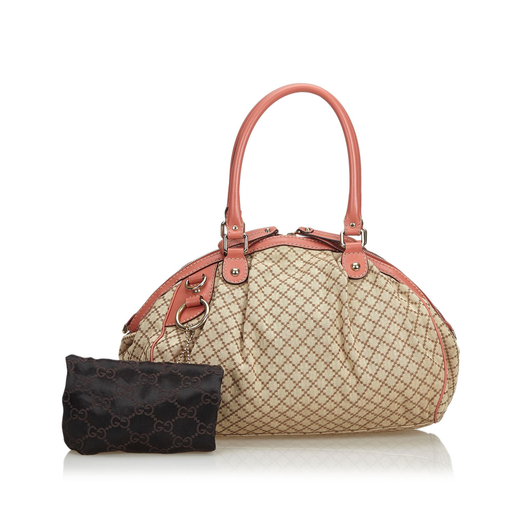 Vintage Authentic Gucci Brown Diamante Sukey Handbag Italy w Dust Bag MEDIUM  For Sale 6