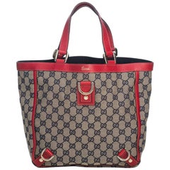 Vintage Authentic Gucci Brown GG Abbey Tote Bag Italy w Dust Bag LARGE