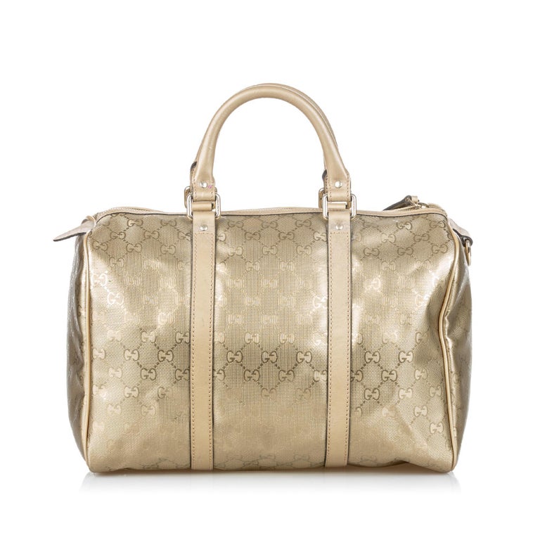 Gucci Gold GG Imprime Coated Canvas Medium Joy Boston Bag