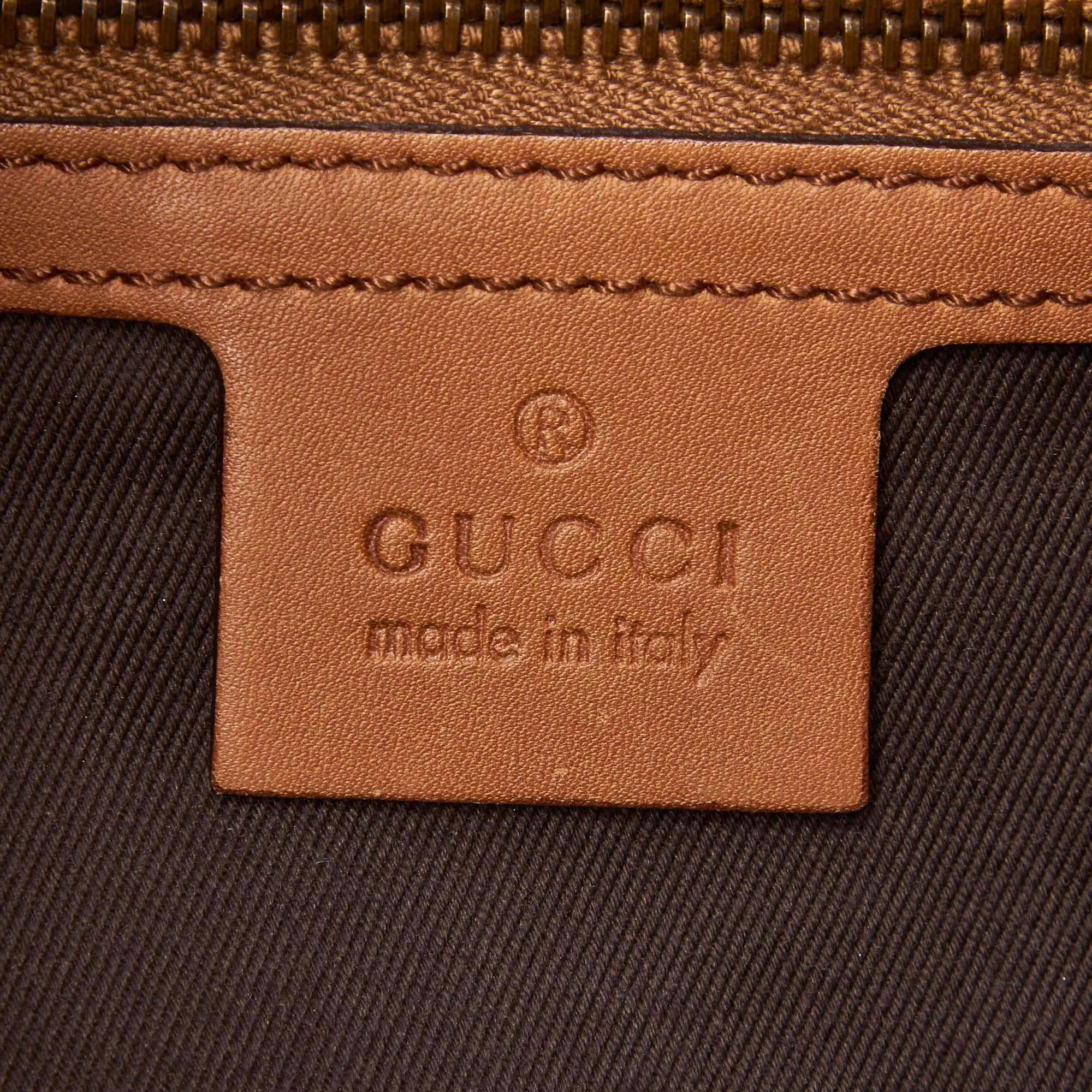 Vintage Authentic Gucci Brown GG New Jackie Shoulder Bag ITALY w MEDIUM  For Sale 2