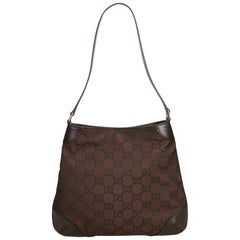 Vintage Authentic Gucci Brown GG Shoulder Bag Italy w Dust Bag MEDIUM