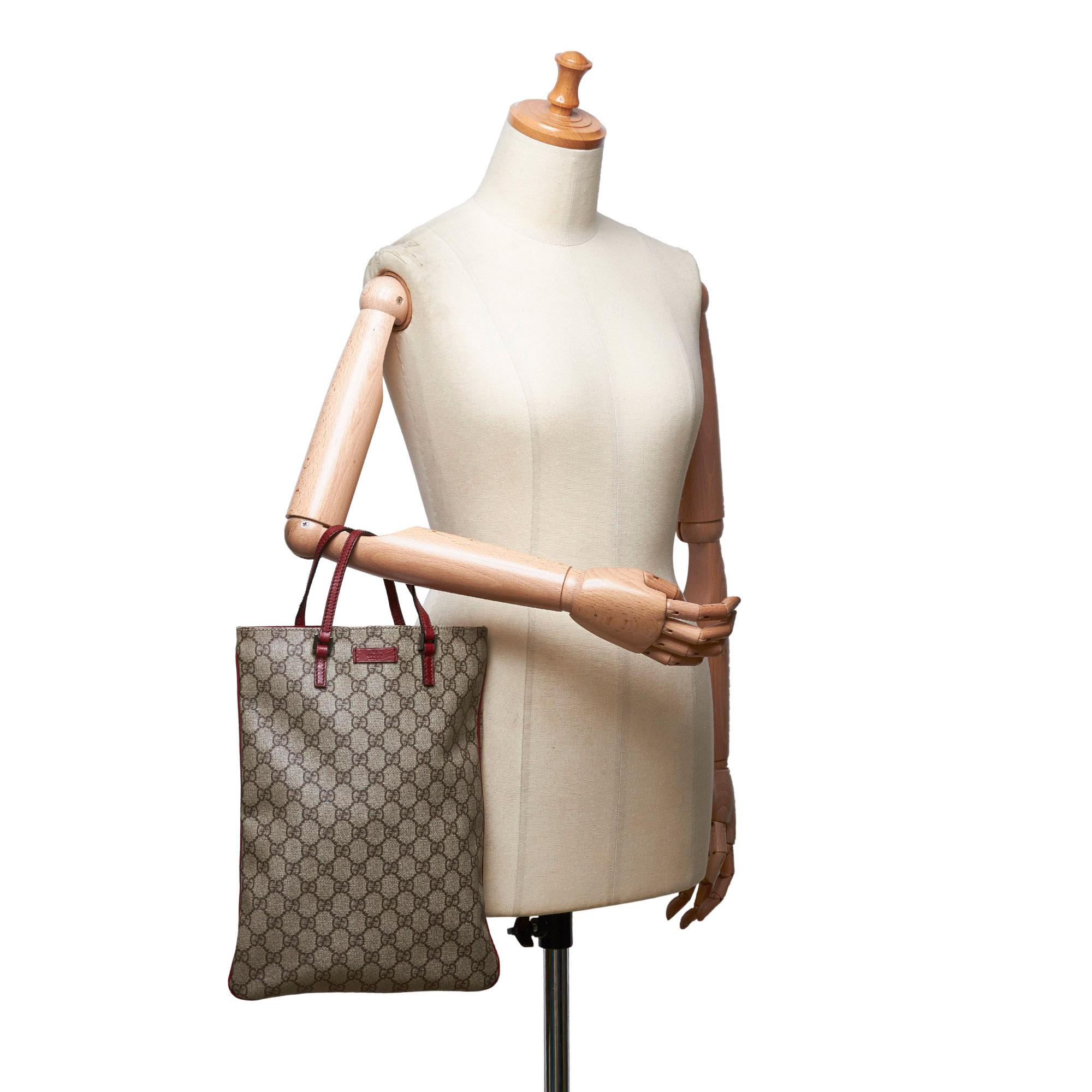 Vintage Authentic Gucci Brown GG Supreme Handbag Italy w Dust Bag MEDIUM  For Sale 6