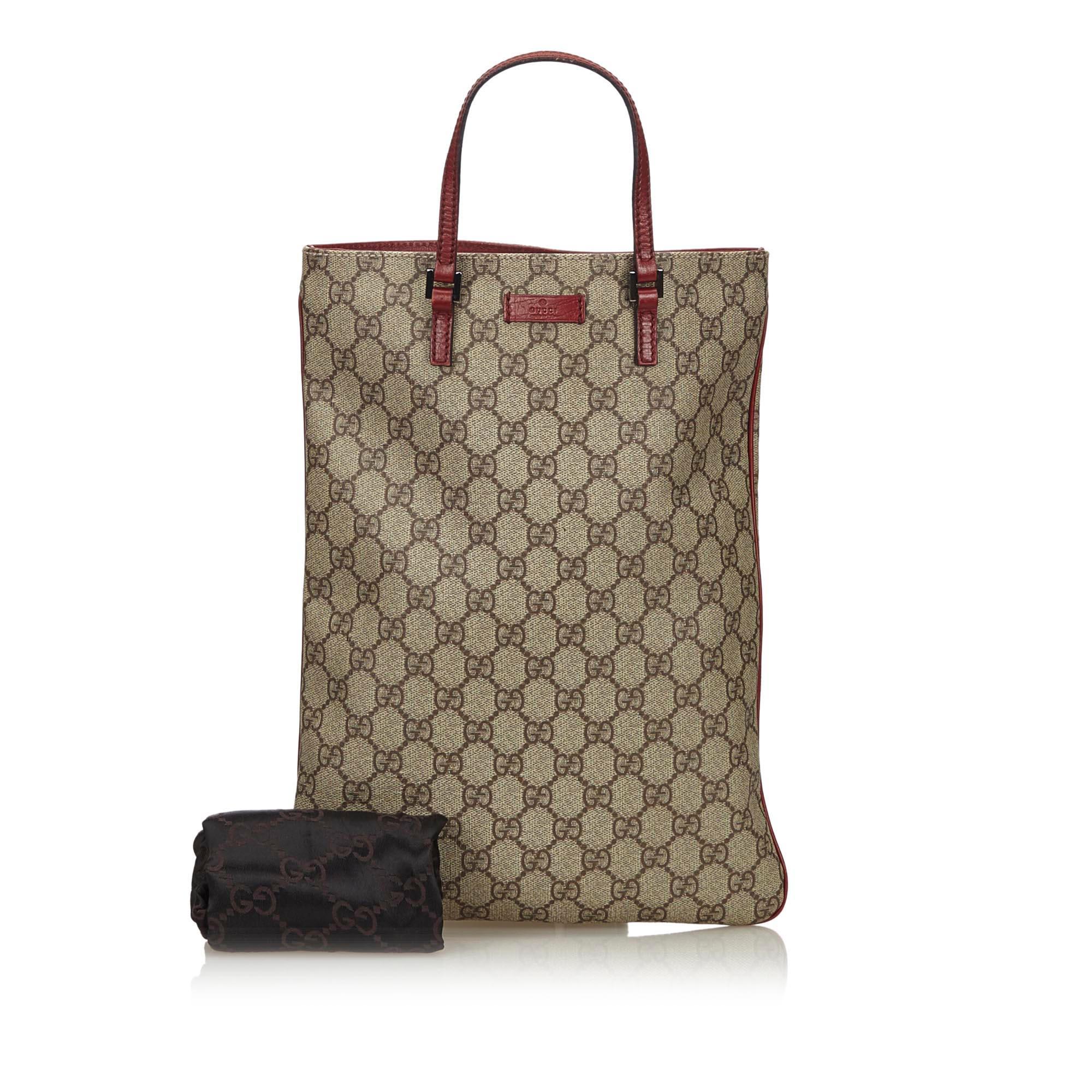 Vintage Authentic Gucci Brown GG Supreme Handbag Italy w Dust Bag MEDIUM  For Sale 7