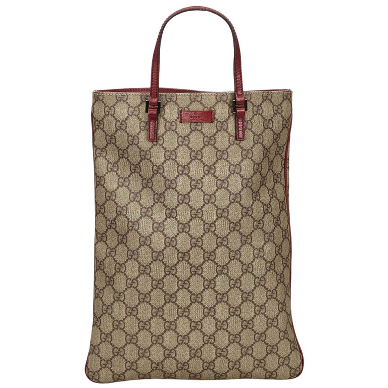 Vintage Authentic Gucci Brown GG Supreme Handbag Italy w Dust Bag ...