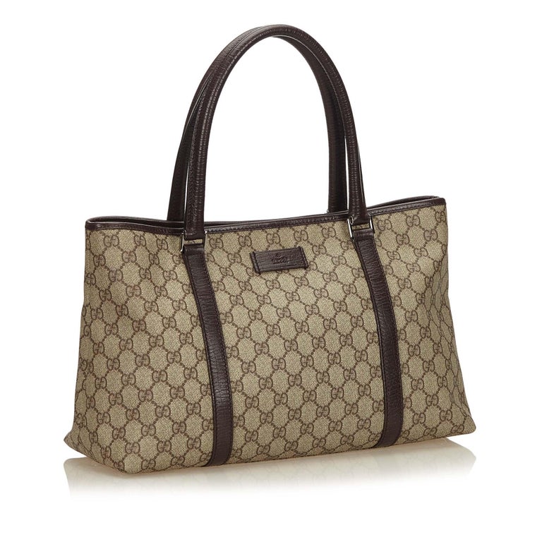 Vintage Authentic Gucci Brown Guccissima Tote Bag Italy w Dust Bag LARGE For Sale at 1stDibs