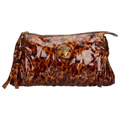 Vintage Authentic Gucci Brown Hysteria Clutch Bag Italy w Dust Bag SMALL