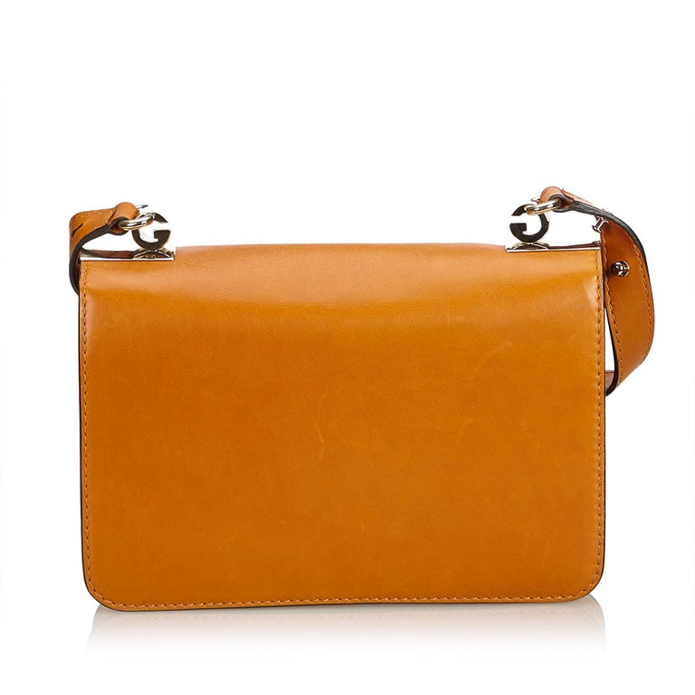 Vintage Authentic Gucci Brown Leather 1973 Flap Shoulder Bag Italy w