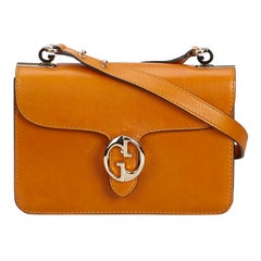 Vintage Authentic Gucci Brown Leather 1973 Flap Shoulder Bag Italy w MEDIUM