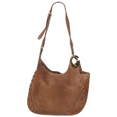 Vintage Authentic Gucci Brown Leather Charlotte Hobo Bag Italy MEDIUM