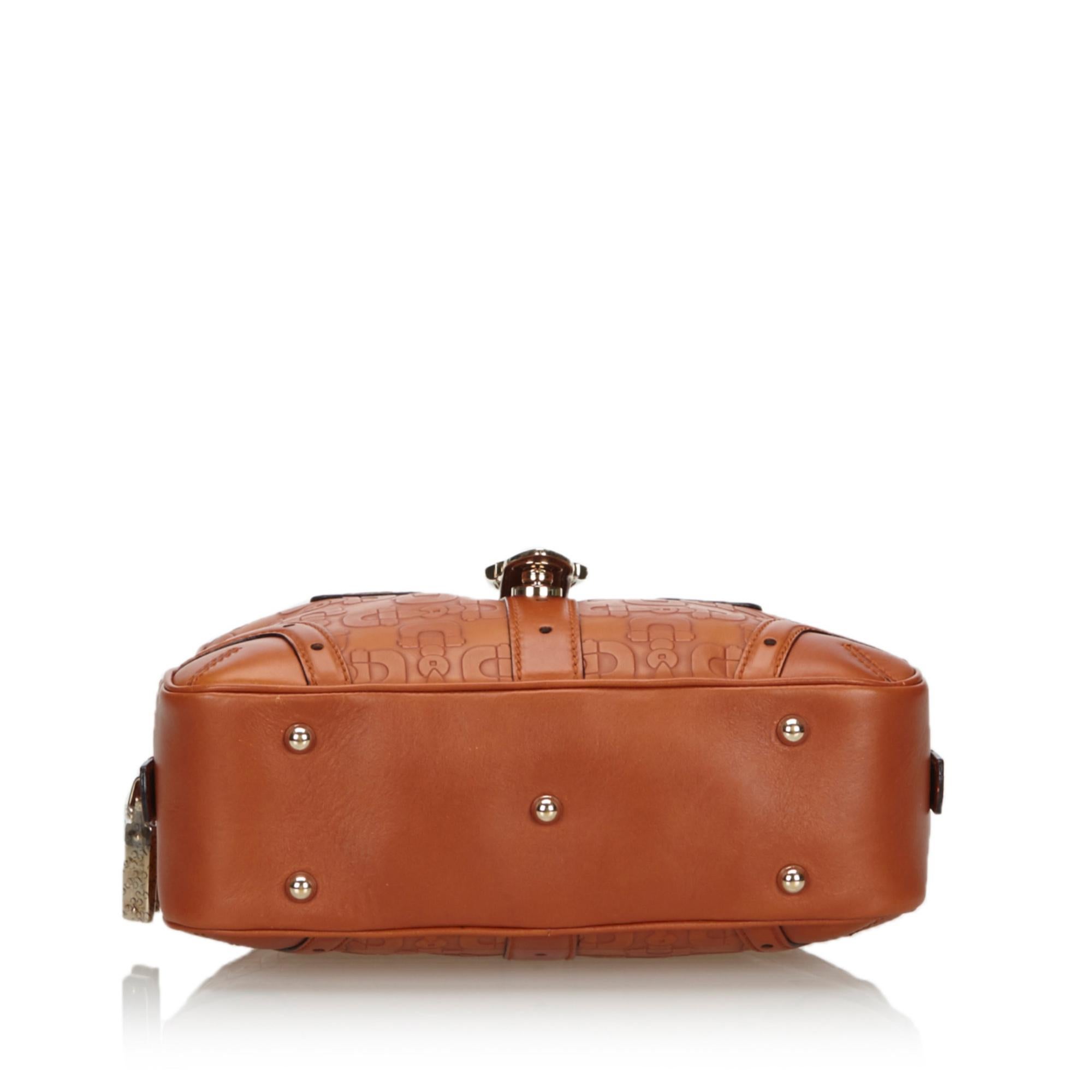 Vintage Authentic Gucci Brown Leather Horsebit Handbag Italy w Dust Bag MEDIUM  In Good Condition In Orlando, FL