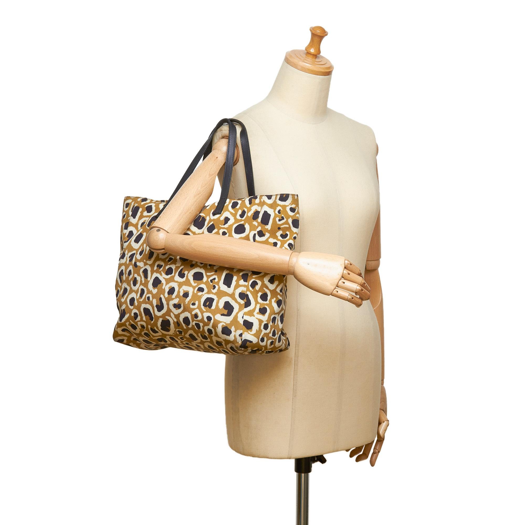 Vintage Authentic Gucci Brown Leopard Printed Tote Bag Italy w Dust Bag LARGE  4