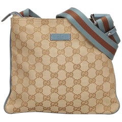 python light gg Vintage Authentic Gucci Brown Light GG Web Crossbody Bag Italy SMALL