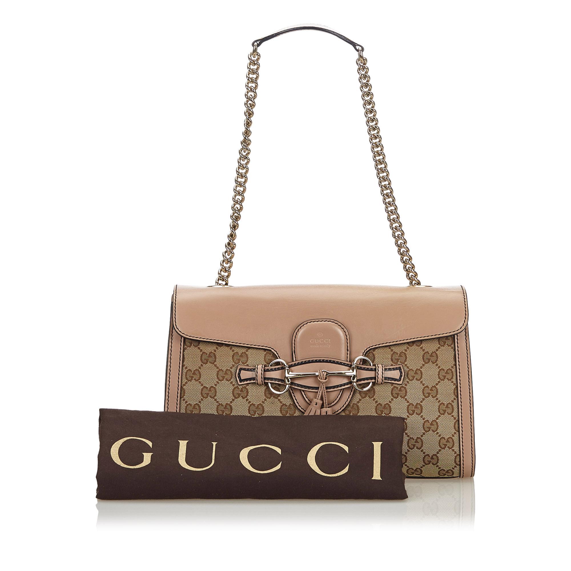 Vintage Authentic Gucci Brown Medium Emily Shoulder Bag ITALY w MEDIUM  For Sale 6