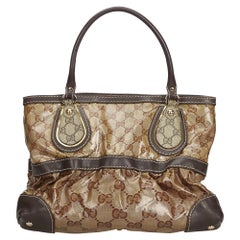 Vintage Authentic Gucci Brown Medium GG Crystal Mix Handbag ITALY MEDIUM