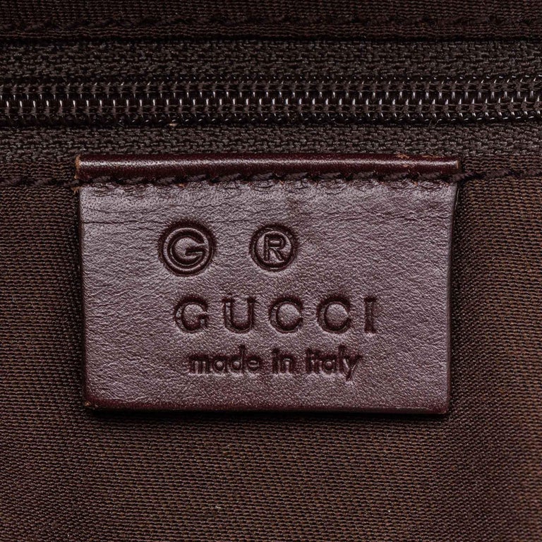 Vintage Authentic Gucci Brown Nylon Fabric Micro GG Shoulder Bag Italy