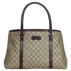 Vintage Authentic Gucci Brown PVC Plastic GG Tote Bag Italy w Dust Bag LARGE