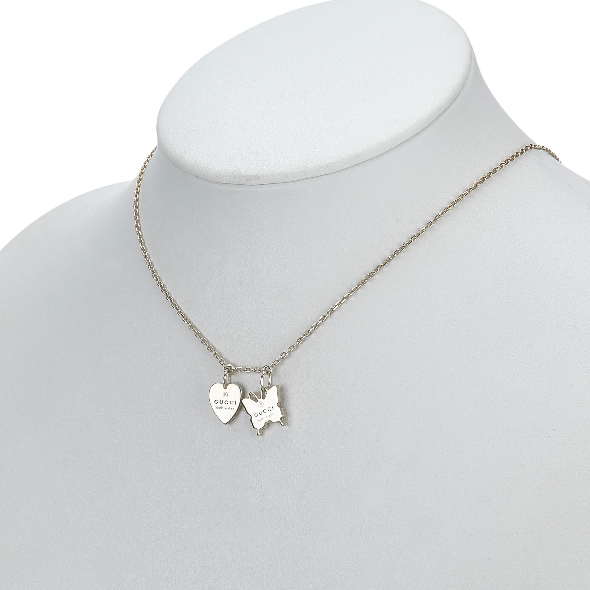 gucci heart and butterfly necklace