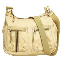 Vintage Authentic Gucci Canvas Fabric Crossbody Bag Italy w/ Dust Bag MEDIUM