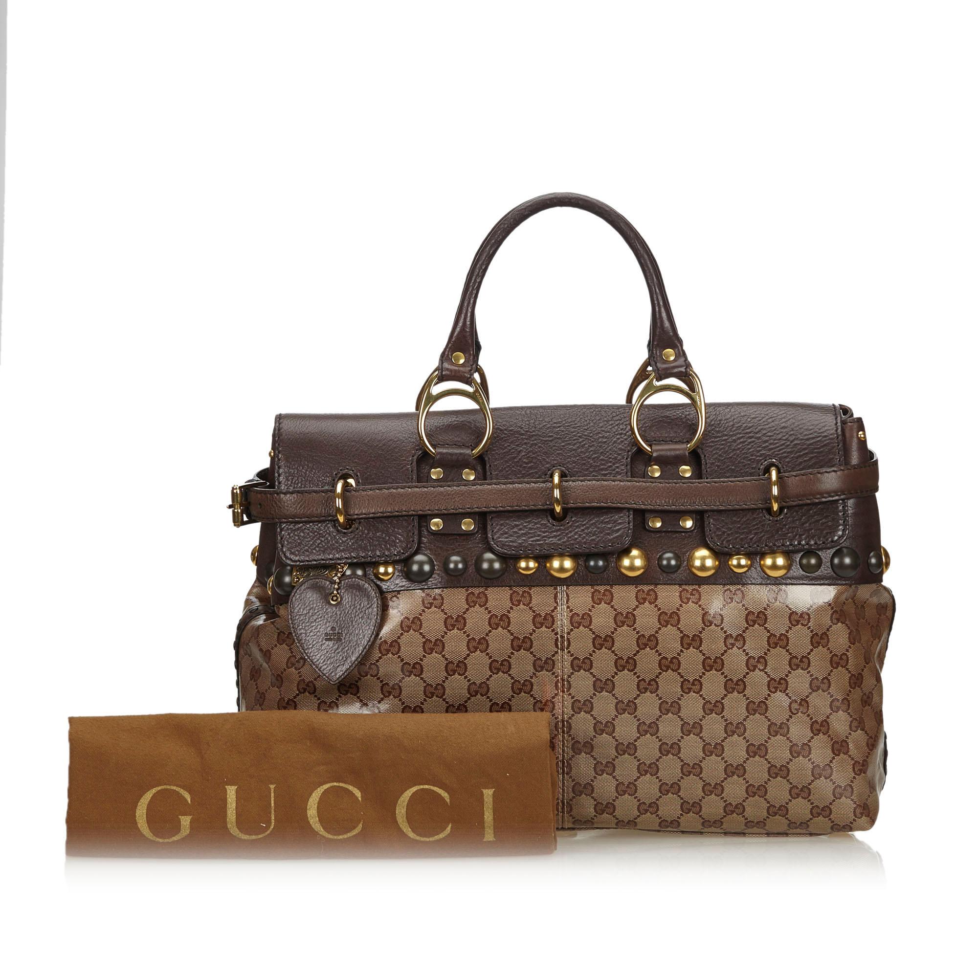 Vintage Authentic Gucci GG Crystal Babouska Handbag Italy MEDIUM 6