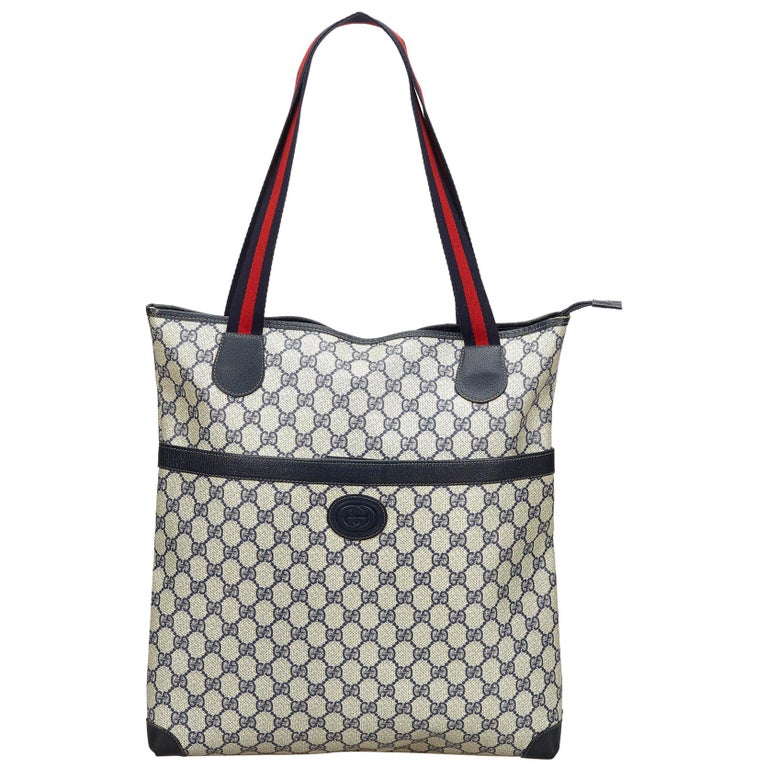 Vintage Authentic Gucci GG Supreme Tote Bag Italy w Authenticity Card