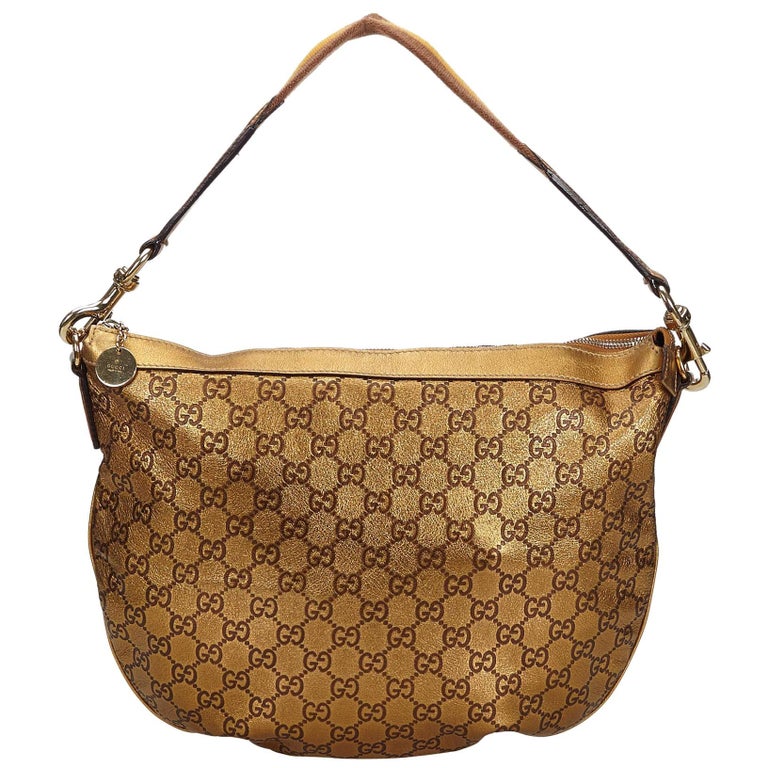 Vintage Authentic Gucci Gold Leather Guccissima Web Hobo Bag Italy LARGE at 1stdibs