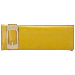 Vintage Authentic Gucci Gold Romy Long Clutch Italy w Dust Bag SMALL