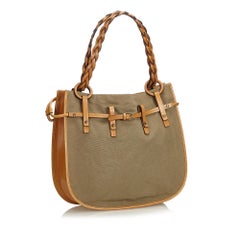 Authentische Vintage-Tragetasche aus Khaki-Canvas-Stoff von Gucci mit Aufbewahrungsbeutel LARGE