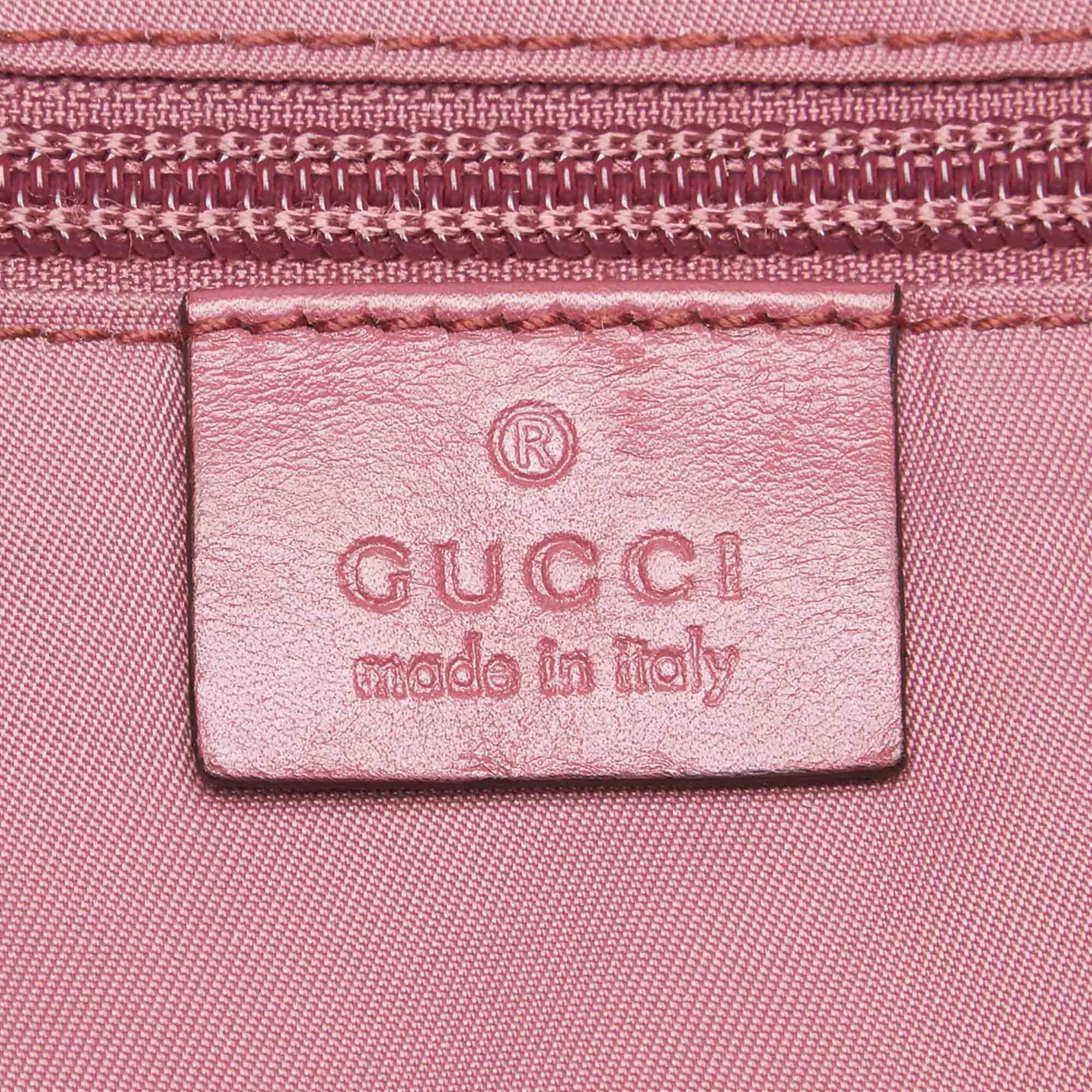 Vintage Authentic Gucci Pink Imprime Business Bag Italy w Padlock Key LARGE  For Sale 2