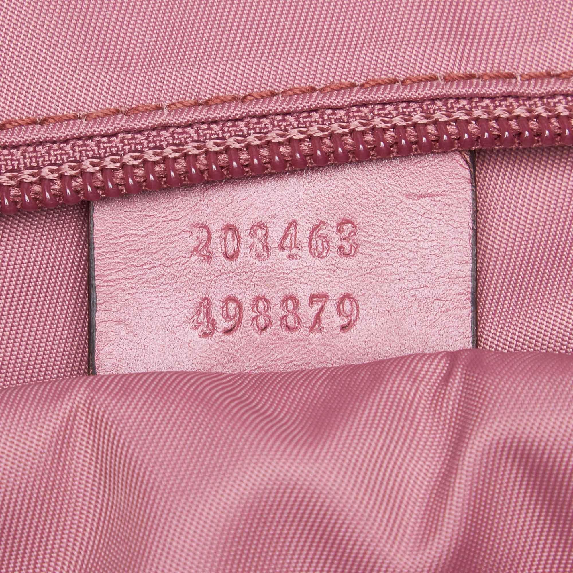 Vintage Authentic Gucci Pink Imprime Business Bag Italy w Padlock Key LARGE  For Sale 3