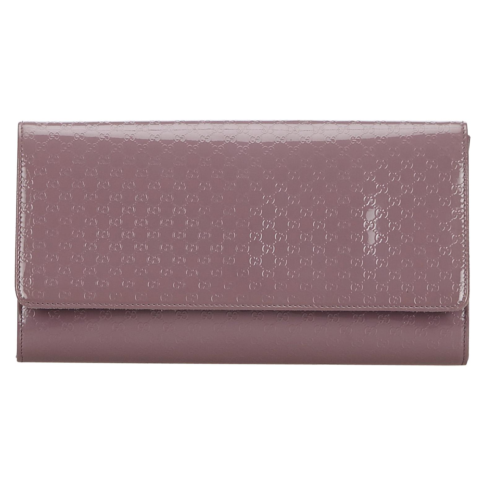 Vintage Authentic Gucci Purple Microguccissima Broadway Clutch Italy SMALL  For Sale