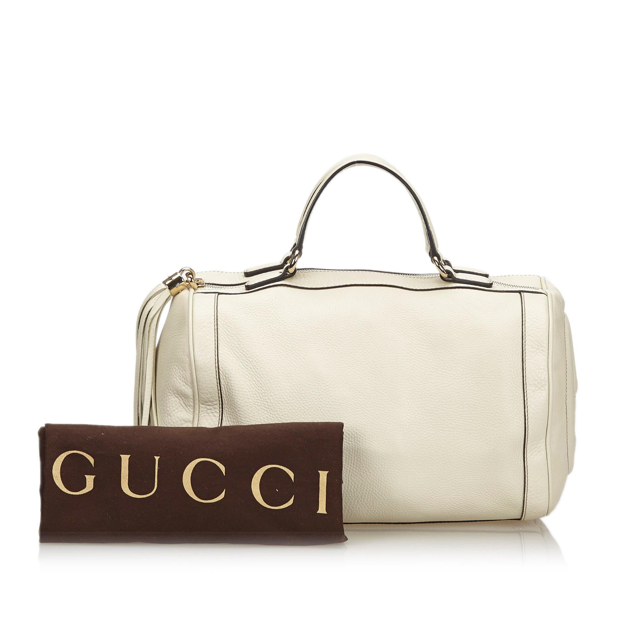 Vintage Authentic Gucci White Leather Soho Handbag Italy w Dust Bag MEDIUM  For Sale 5