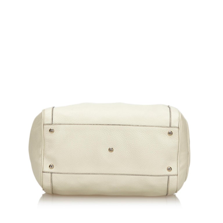 Vintage Authentic Gucci White Leather Soho Handbag Italy w Dust Bag ...