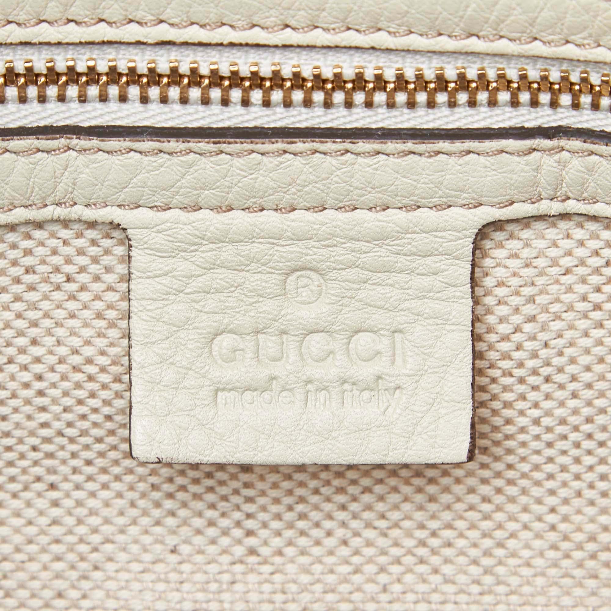 Vintage Authentic Gucci White Leather Soho Handbag Italy w Dust Bag MEDIUM  For Sale 1