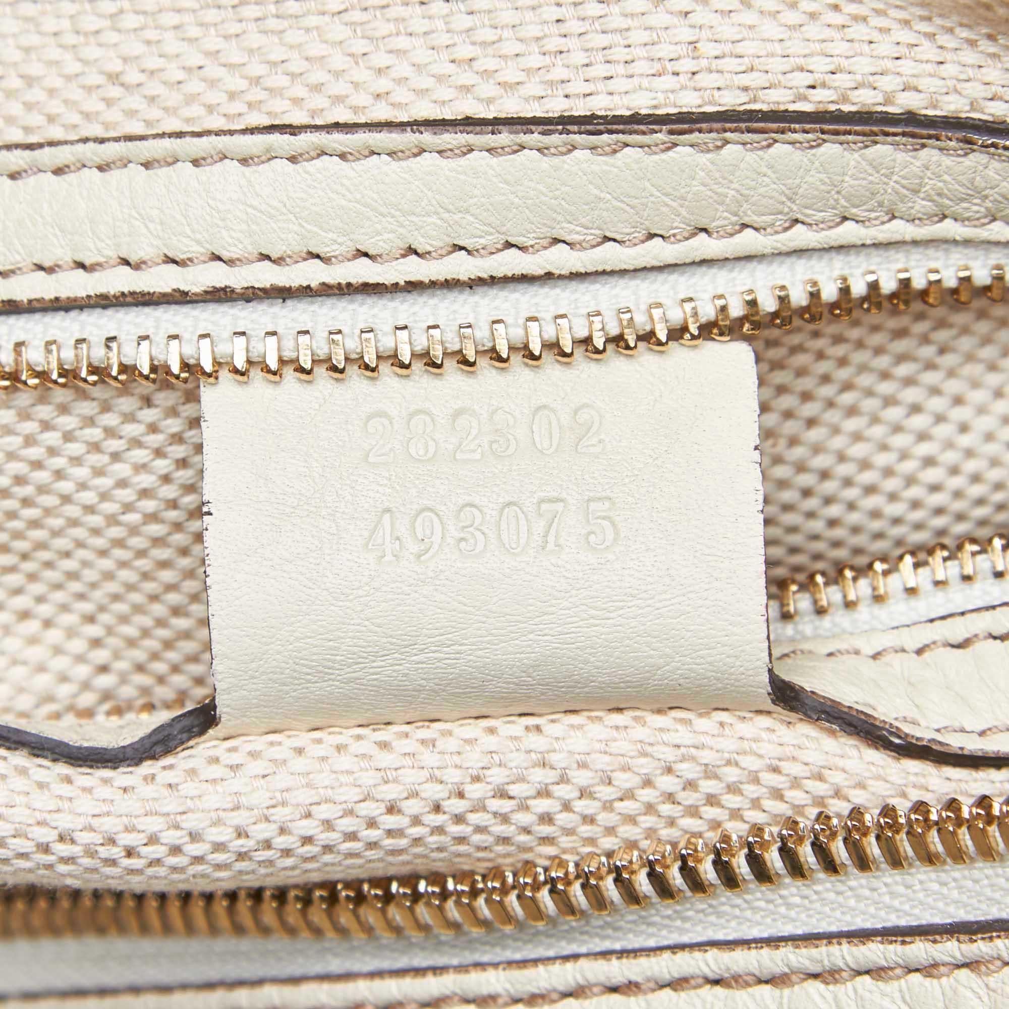 Vintage Authentic Gucci White Leather Soho Handbag Italy w Dust Bag MEDIUM  For Sale 2