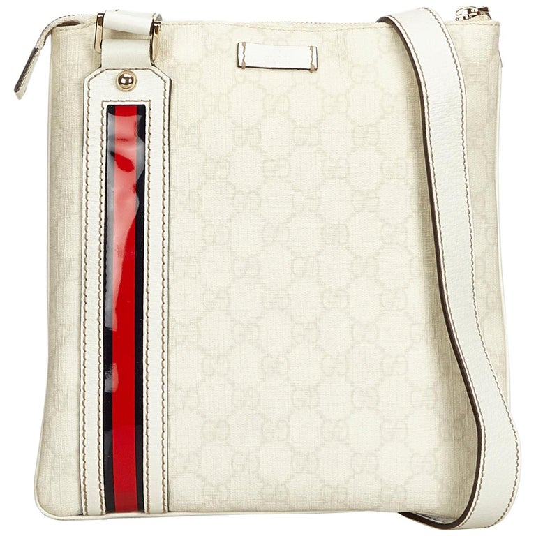 Vintage Authentic Gucci White PVC Plastic Guccissima Crossbody Bag Italy MEDIUM For Sale at 1stdibs