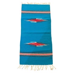 Vintage Authentic Hand Woven Wool Rug By Ortega's Chimayo New Mexico Runner