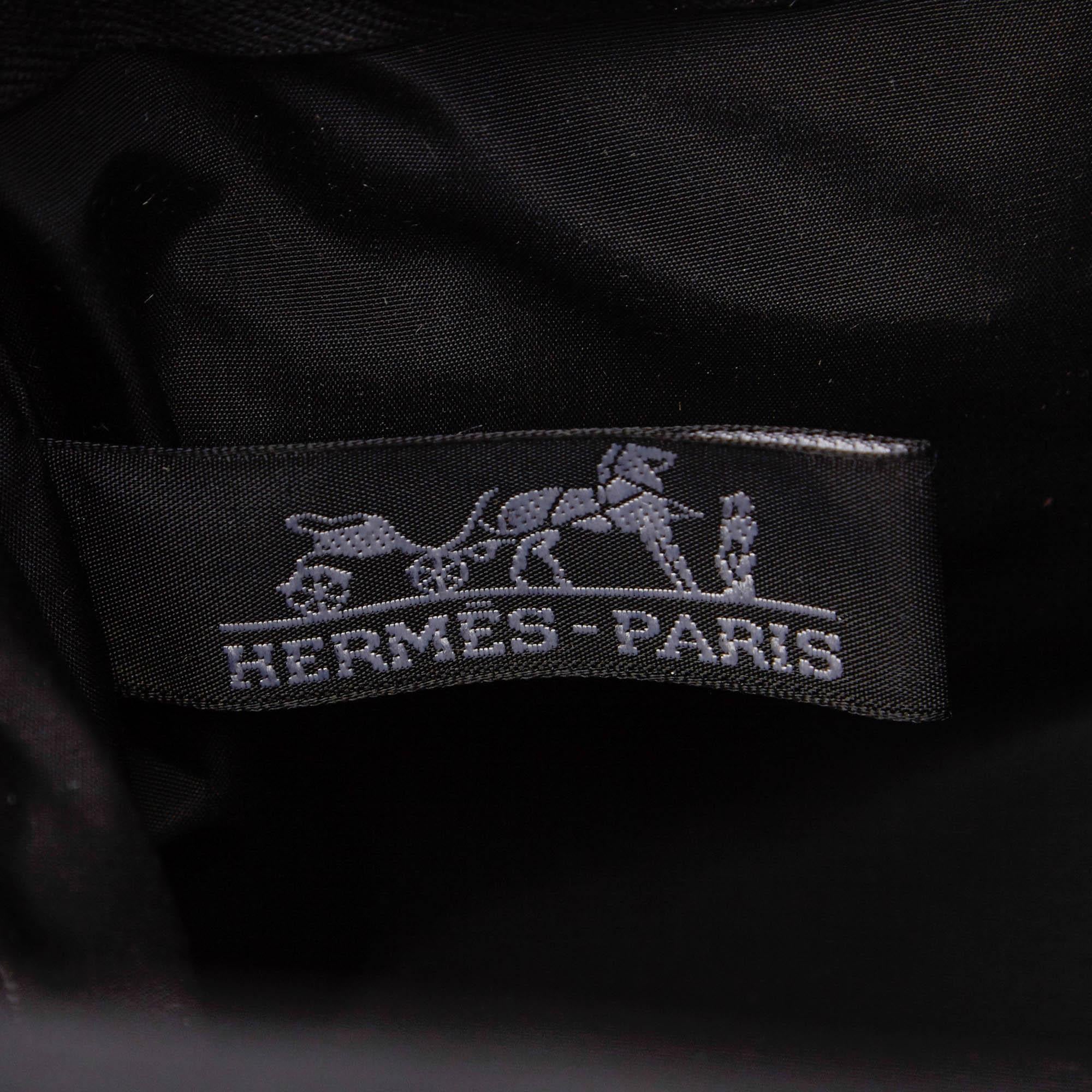 Vintage Authentic Hermes Black Nylon Fabric Acapulco PM France SMALL  For Sale 2