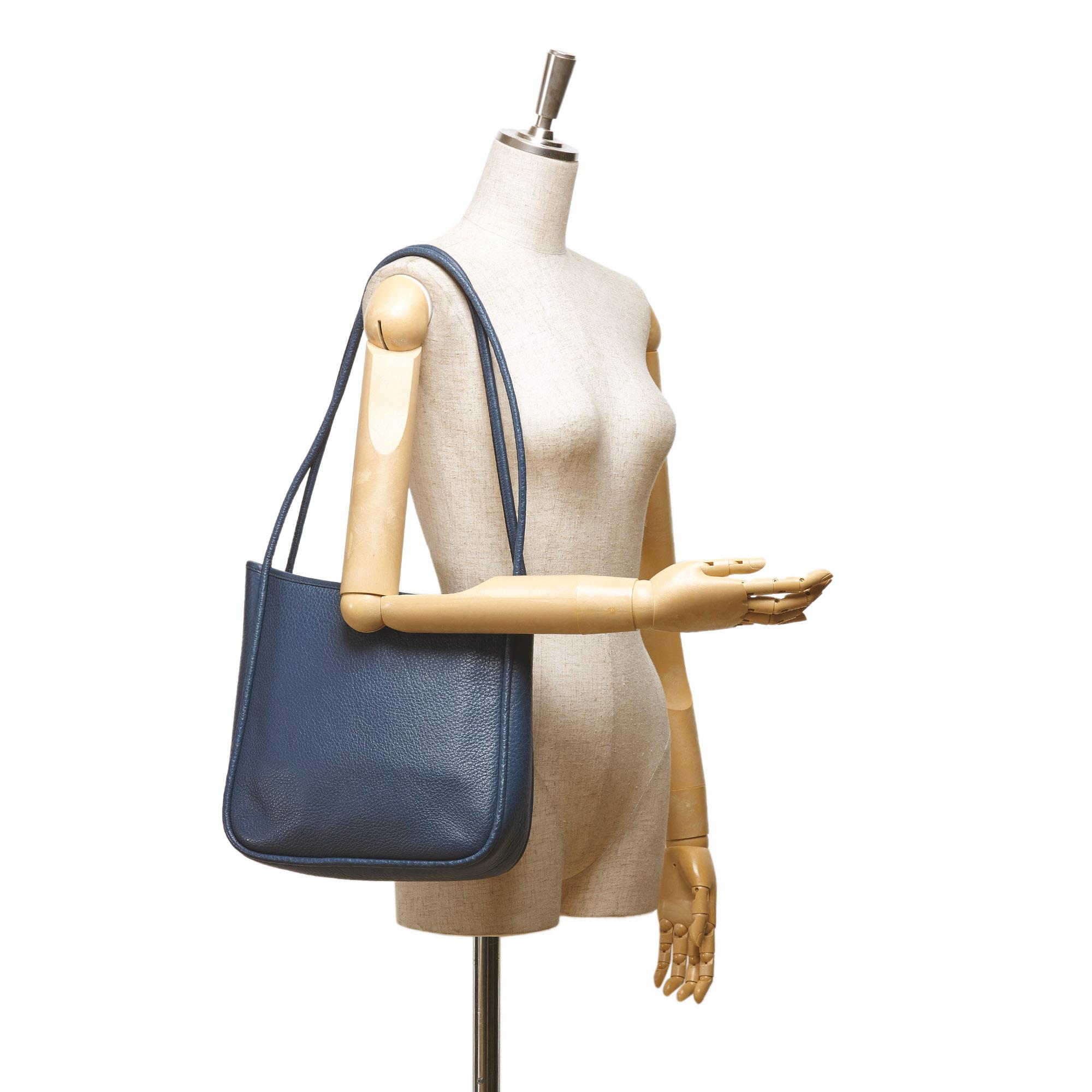 Vintage Authentic Hermes Blue Leather Nami Bag France LARGE 2