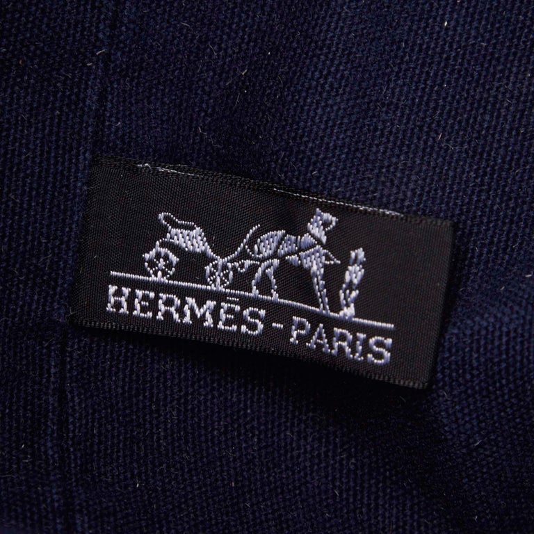 Vintage Authentic Hermes Blue Navy Canvas Fabric Polochon Mimile France ...