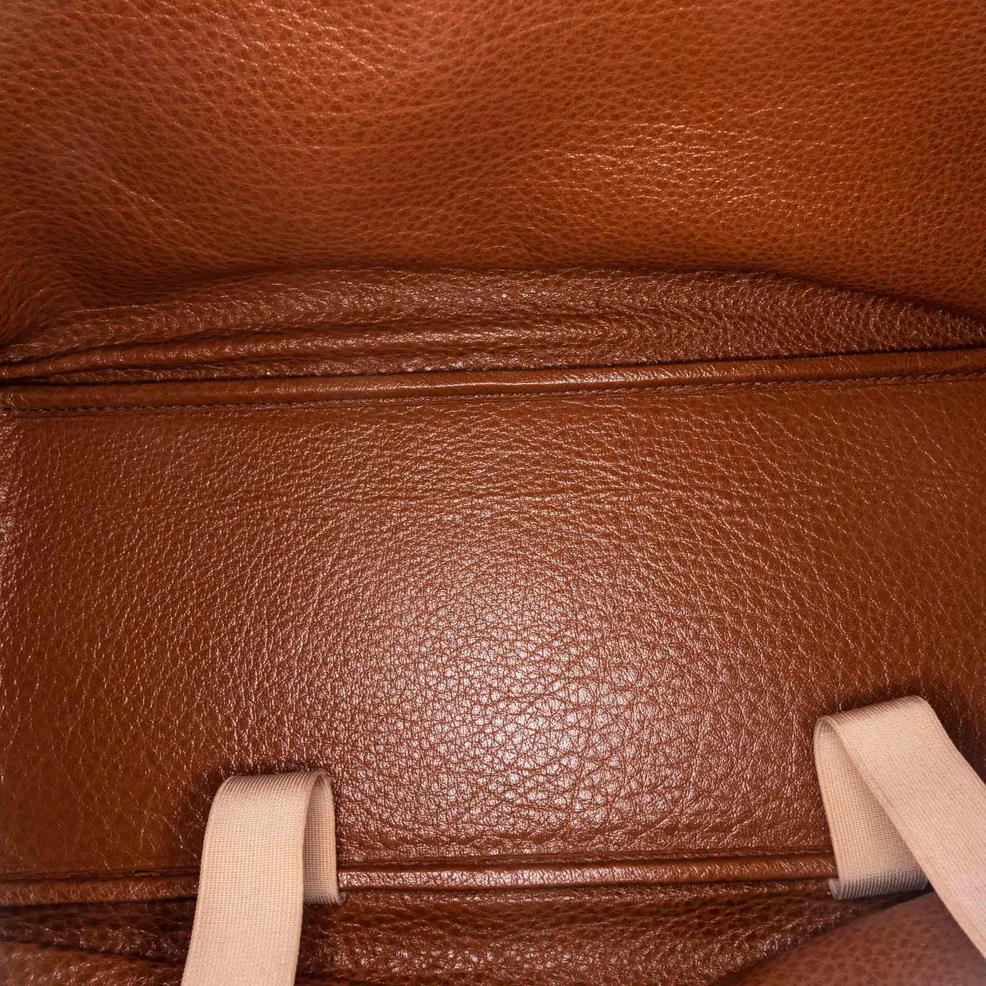 Vintage Authentic Hermes Brown Leather Valise Galop 50 France LARGE  For Sale 1