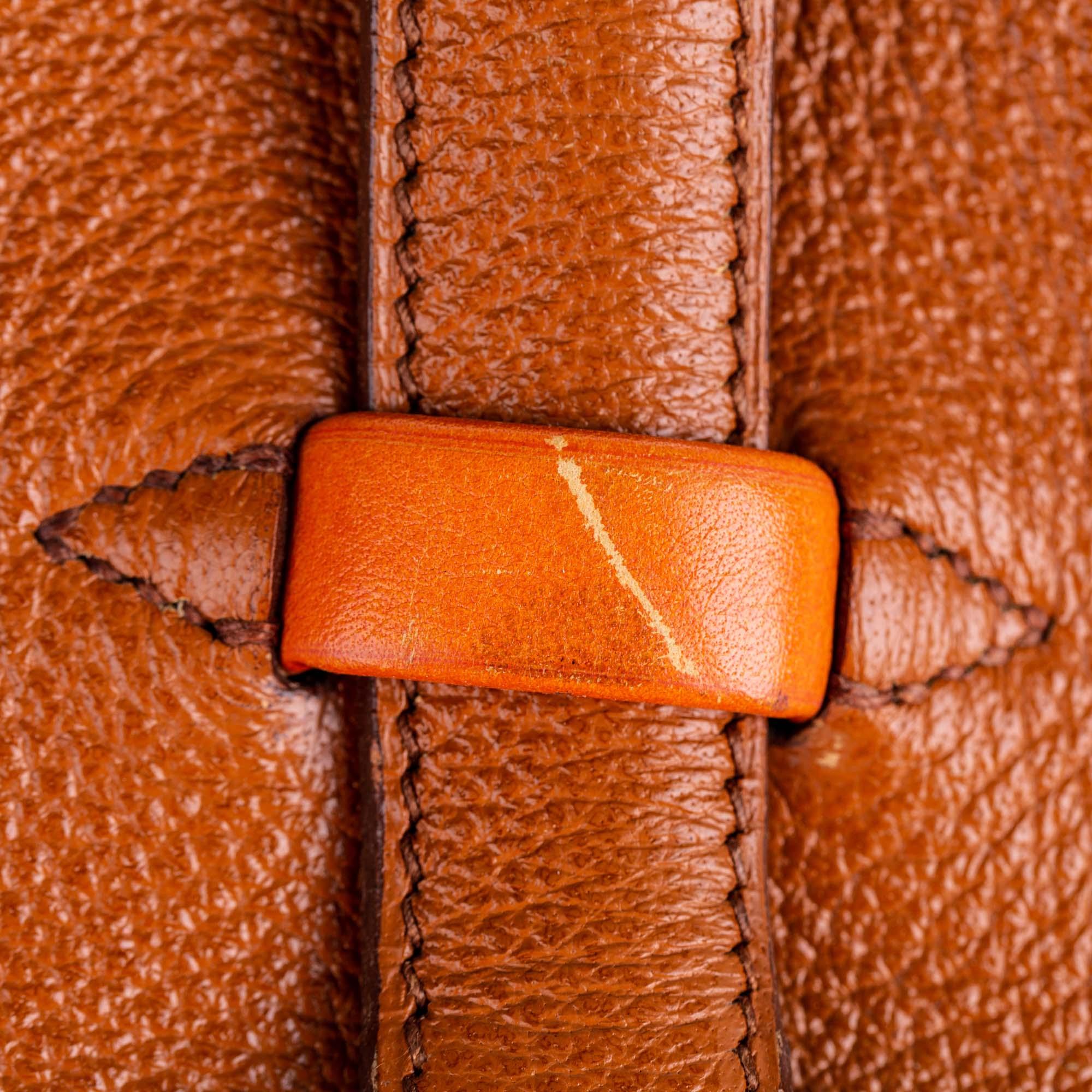 Vintage Authentic Hermes Brown Leather Valise Galop 50 France LARGE  For Sale 2