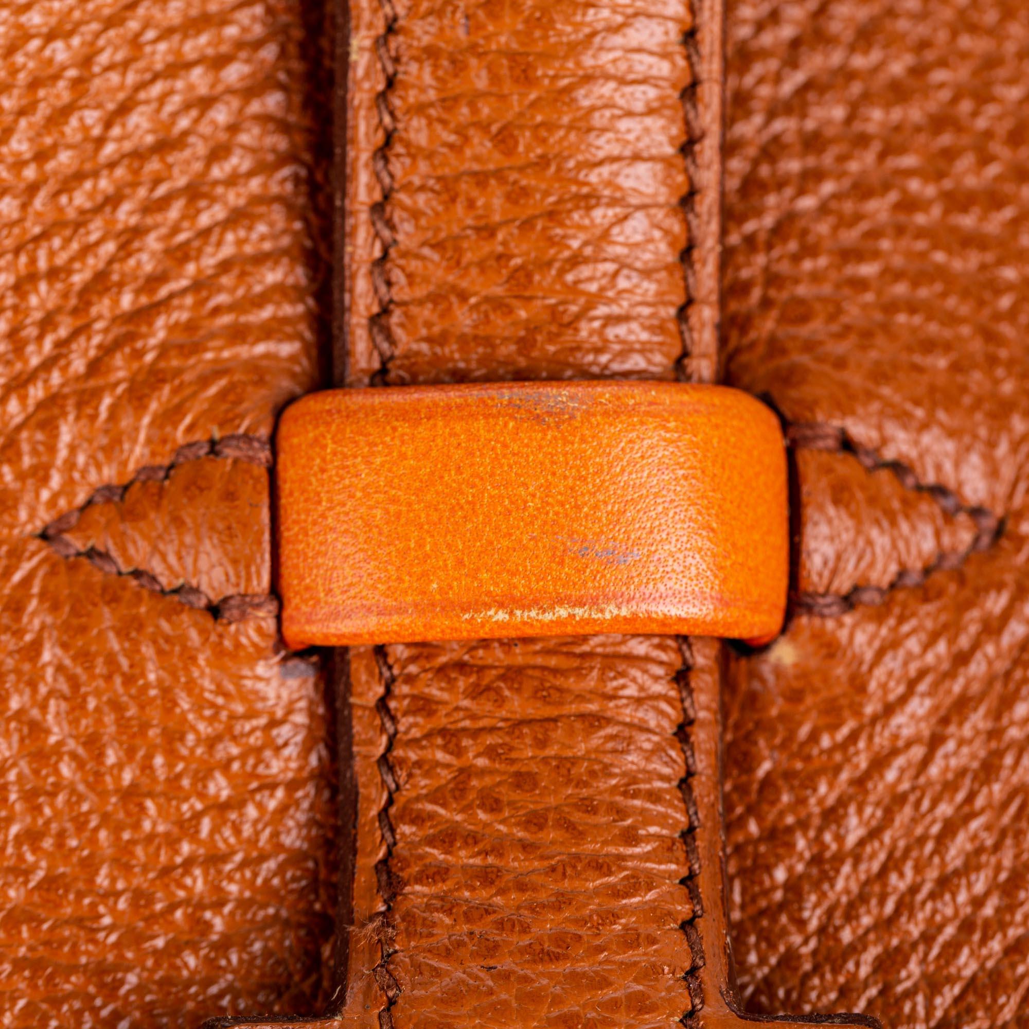 Vintage Authentic Hermes Brown Leather Valise Galop 50 France LARGE  For Sale 3