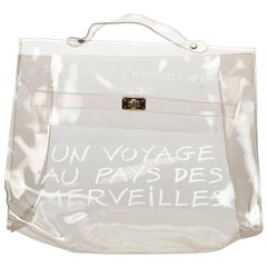 Vintage Authentic Hermes White Vinyl Plastic Kelly Handbag FRANCE LARGE 