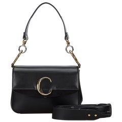 Vintage Authentic Leather Small C Double Carry Bag w Dust Bag Authenticity Card