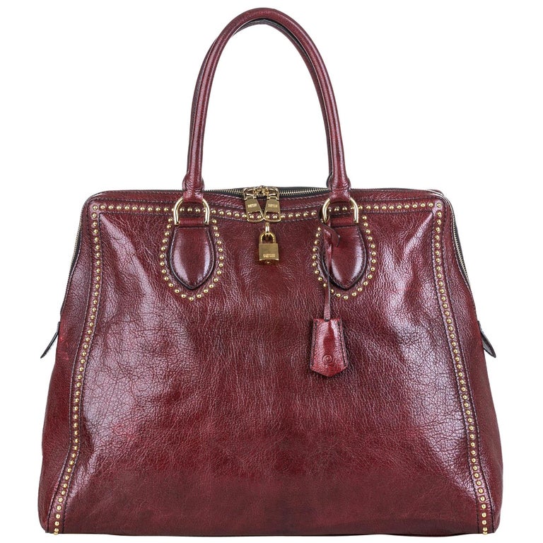 Vintage Authentic Leather Studded Handbag w Padlock Key Padlock Key at ...