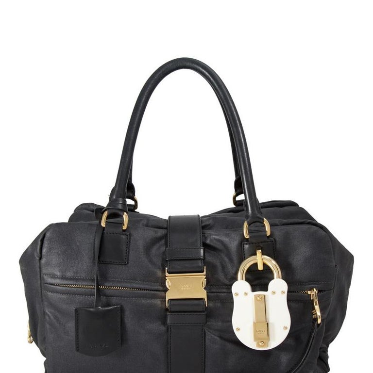 Vintage Authentic Loewe Black Shoulder Bag Spain w Padlock Key MEDIUM ...