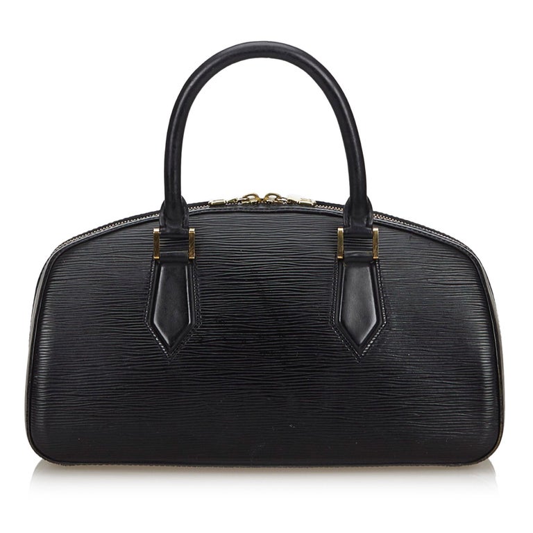 Vintage Authentic Louis Vuitton Black Jasmine France w Dust Bag MEDIUM For Sale at 1stdibs