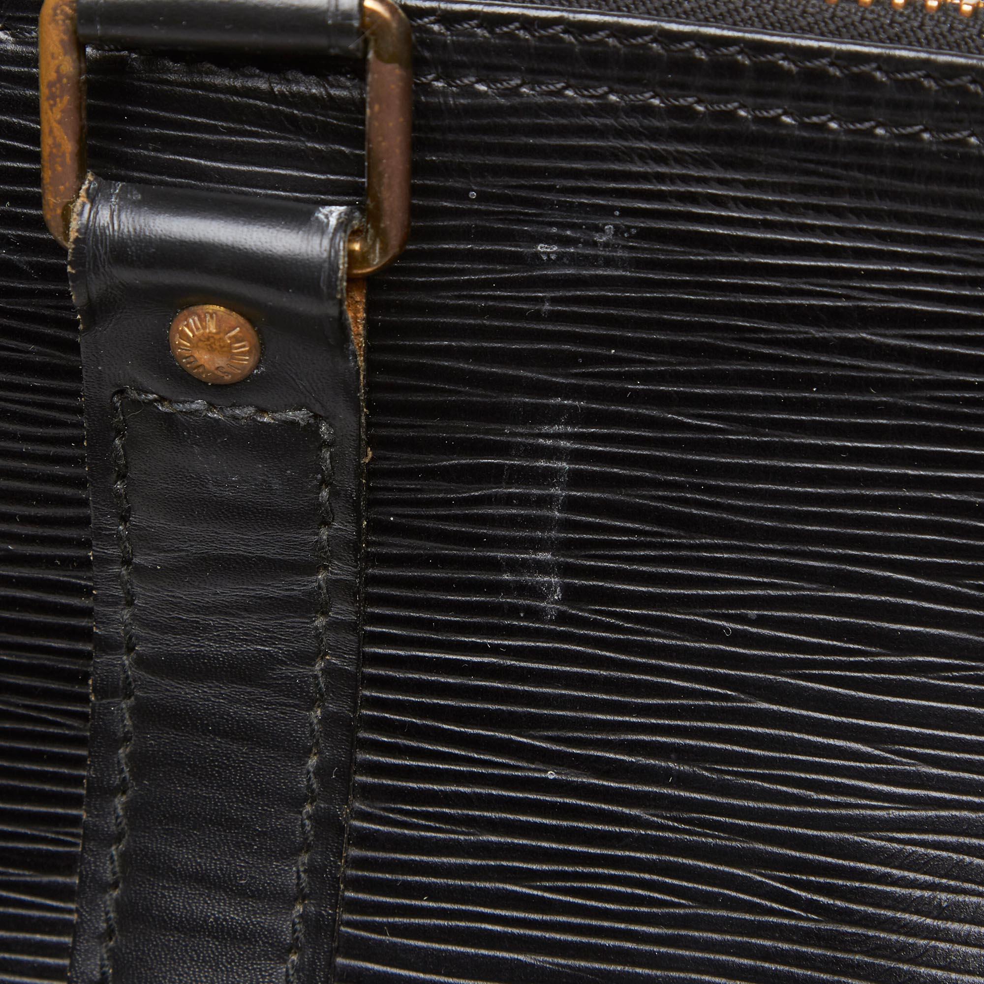 Vintage Authentic Louis Vuitton Black Keepall 45 France w Padlock Padlock LARGE  9