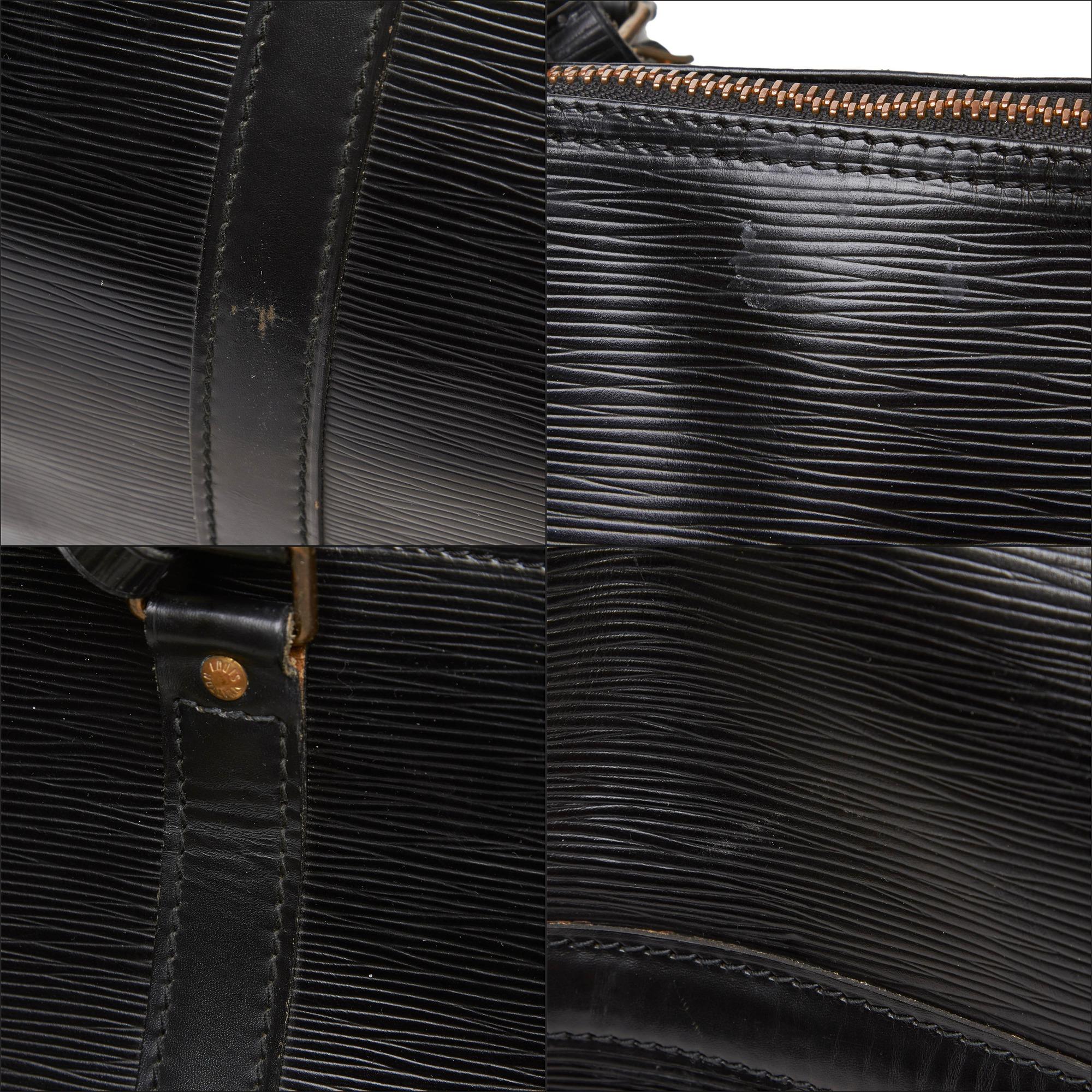 Vintage Authentic Louis Vuitton Black Keepall 45 France w Padlock Padlock LARGE  11